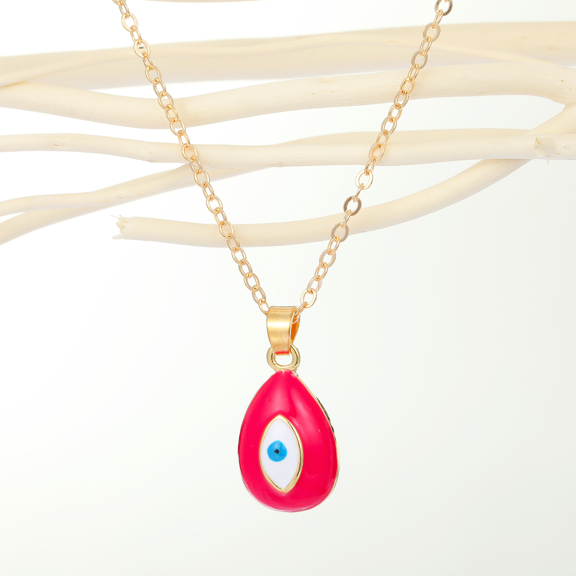 Wassertropfen-Emaille-Böser-Augen-Halskette, bunte türkische Glücks-Blau-Rot-Augen-Halsketten für Frauen, Geschenk-Schmuck