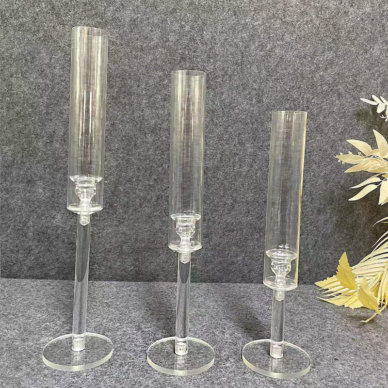 Crystal Candle Holders Acryl Candlestick Centerpiecess Road Candelabra Centerpieces Wedding Porps Christmas Deco 