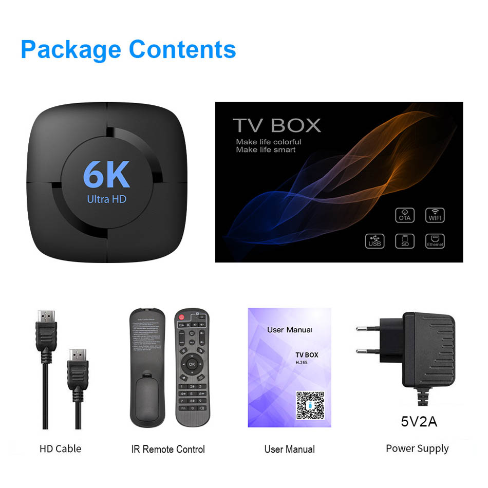 Android 10.0 TV BOX 6K Allwinner H616 Assistente vocale 3D 4K 1080P Ricevitore video Wifi 2.4G 5.8G Set top Box