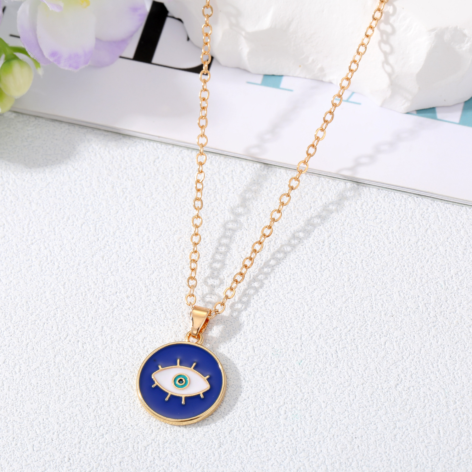 Émail Evil Eye Pendentif Collier Pour Femmes Creux Turc Chanceux Bleu Rouge Eye Choker Colliers Clavicel Chaînes Bijoux De Fête