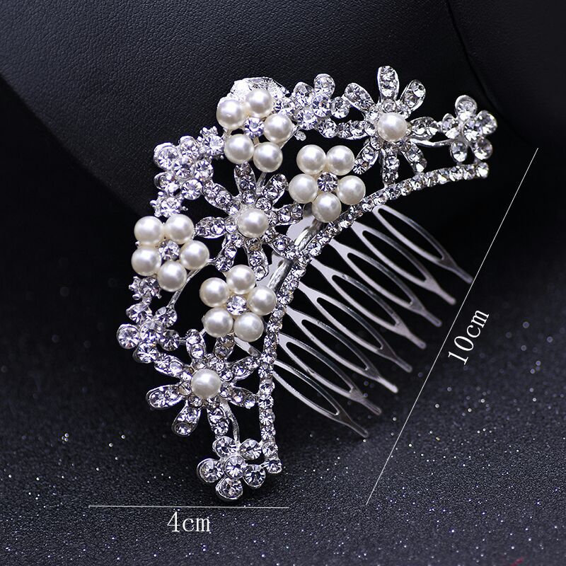 Brud bröllop fina kamhuvudstycken smycken tillbehör kristall pärla hår borste yttre hårnål