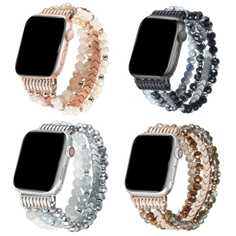 Ladies Armband Crystal Agate Armbandband f￶r Apple Watch Ultra 8 7 6 5 4 3 -serien Fashion Watchband Iwatch Bands 41mm 45mm 40mm 44mm 38mm 42mm 49mm Tillbeh￶r