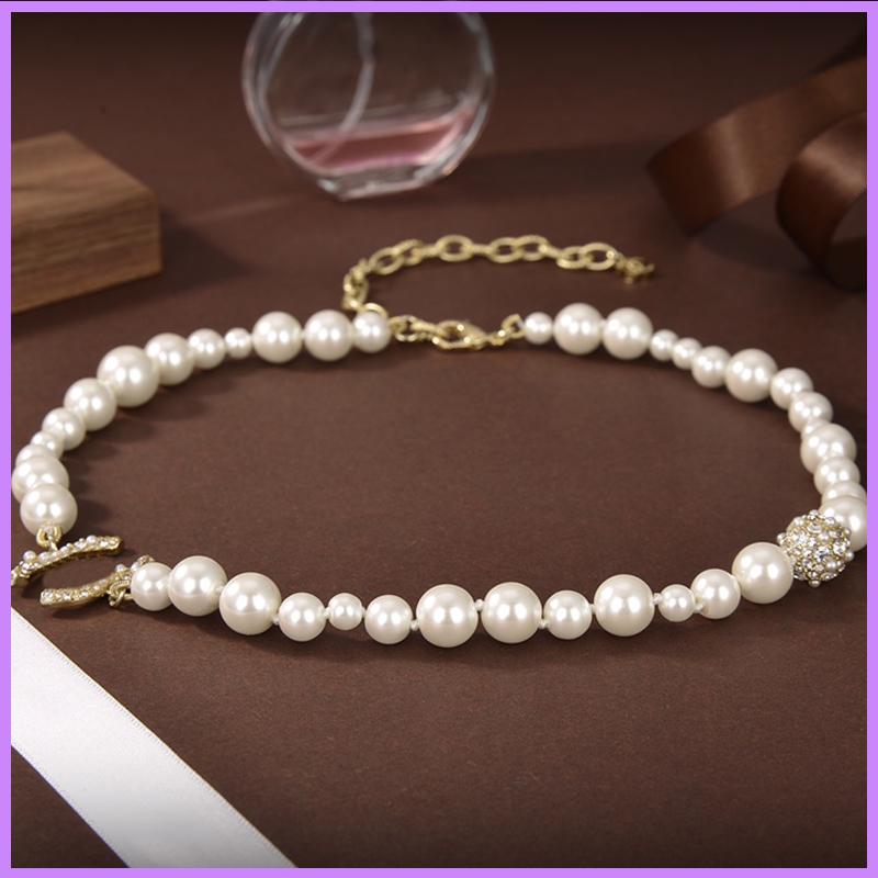 Perlenkette Damen Gold Mode Halsketten Designer Schmuck Damen Party Ketten Halskette mit Diamanten Accessoires Geschenke274D