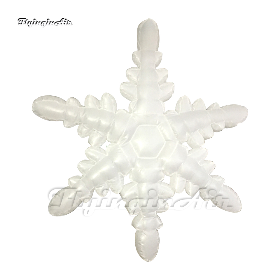 Hanging Artificial Inflatable Snowflake Balloon White Snow Model Frost Flower With LED Light For House Ceiling Decoration