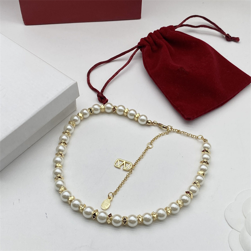 Neue Modische Perlenketten Marke Damen Gold Halsketten Designer Schmuck Frauen Party Kette Halsketten Mit Letter239Y