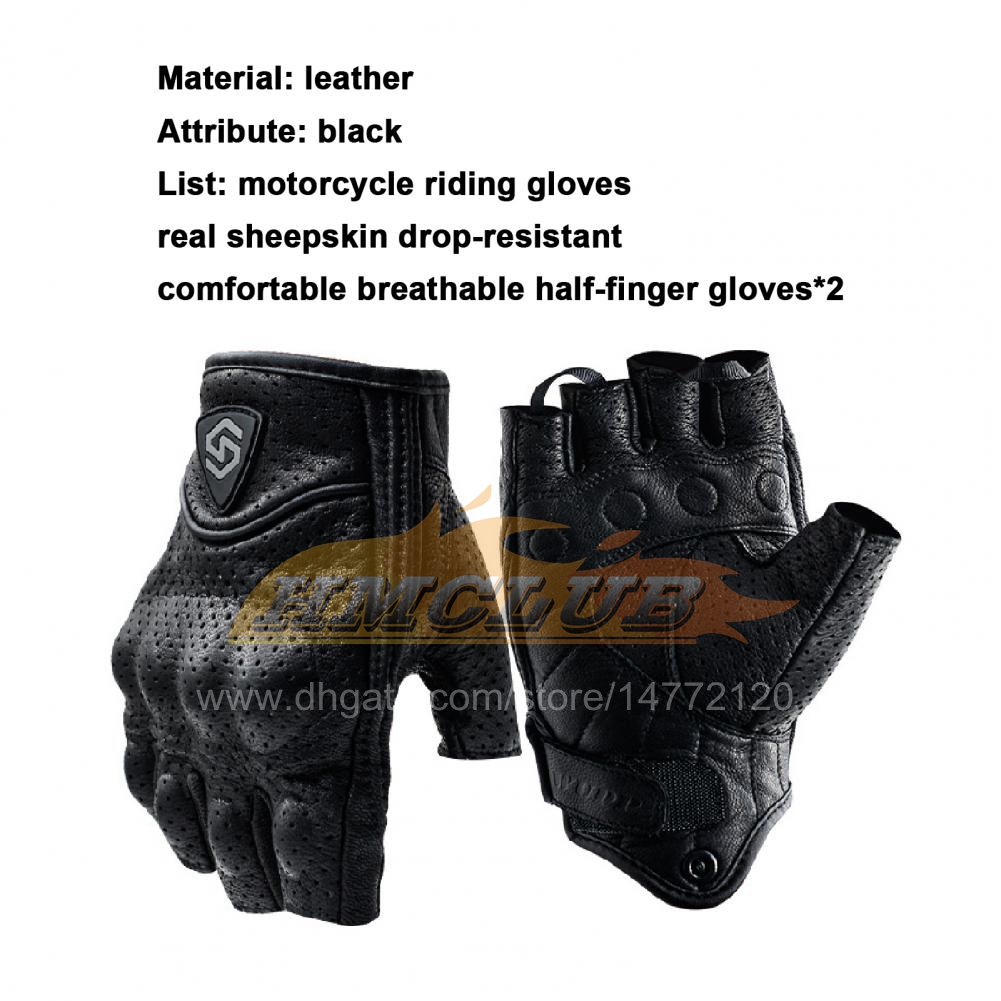 ST287 gants respirants pour moto professionnel Faux cuir noir Protection des articulations demi-doigt gants pour le cyclisme