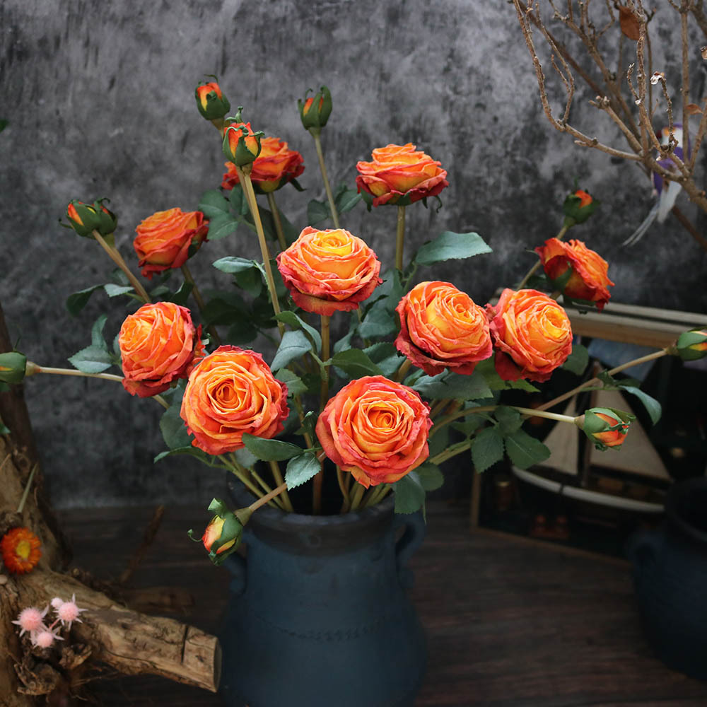 Bouquet de fleurs artificielles, roses à deux têtes, pour décoration de Table de mariage et de maison