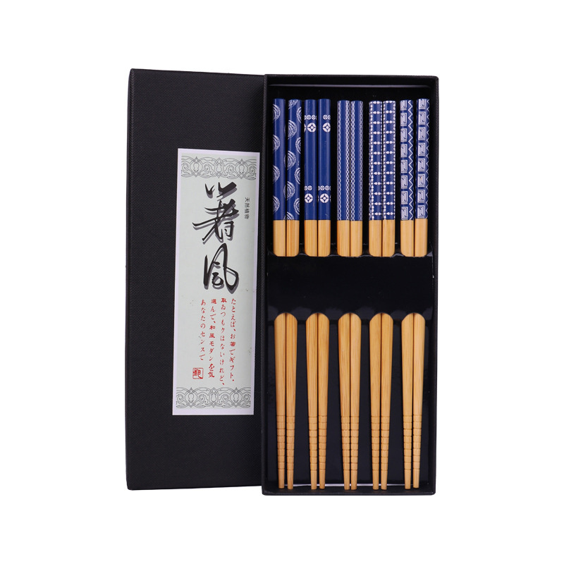 Natural Bamboo Chopsticks Reusable Classic Dishwasher Safe Japanese Style Chop Sticks Gift Sets