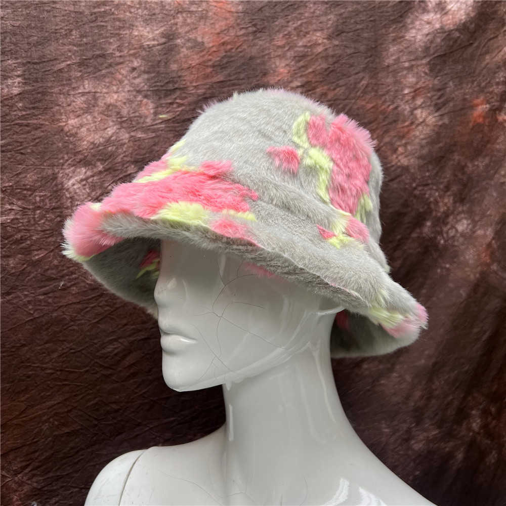 Sombreros de ala ancha Sombrero de cubo de piel sintética Invierno Cálido Peludo para mujeres Señora Espesar Bob Panamá Pescador al aire libre Gorras Niñas Y22112373