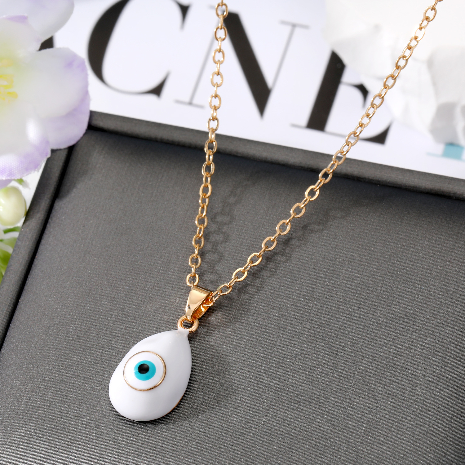 Émail Evil Eye Pendentif Collier Pour Femmes Creux Turc Chanceux Bleu Rouge Eye Choker Colliers Clavicel Chaînes Bijoux De Fête