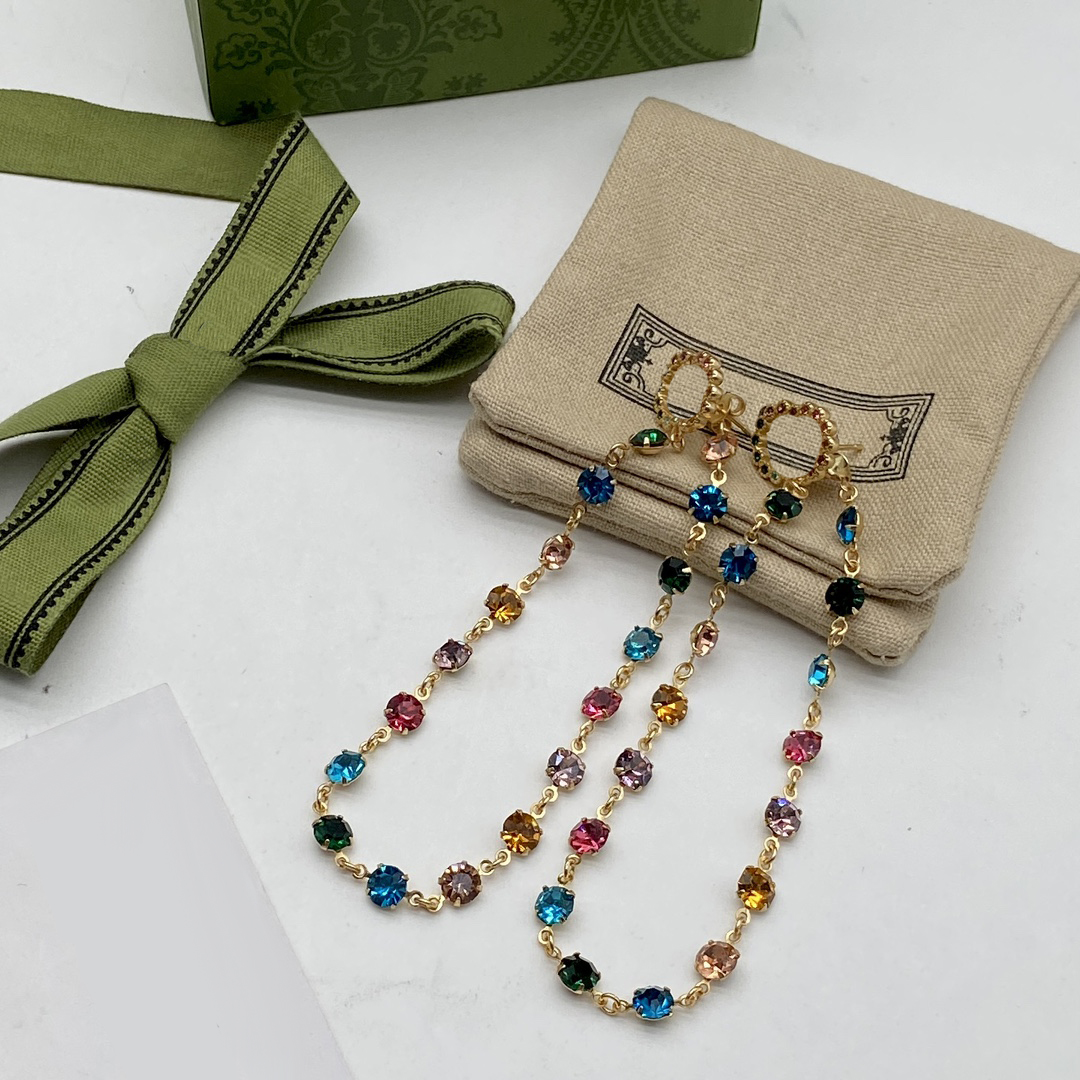 Eleganckie długie kolorowe diamentowe kolczyki wisiorki stadnaty Kobiety Kolorowe kolczyki na urodziny prezenty Bożego Narodzenia z Box197D