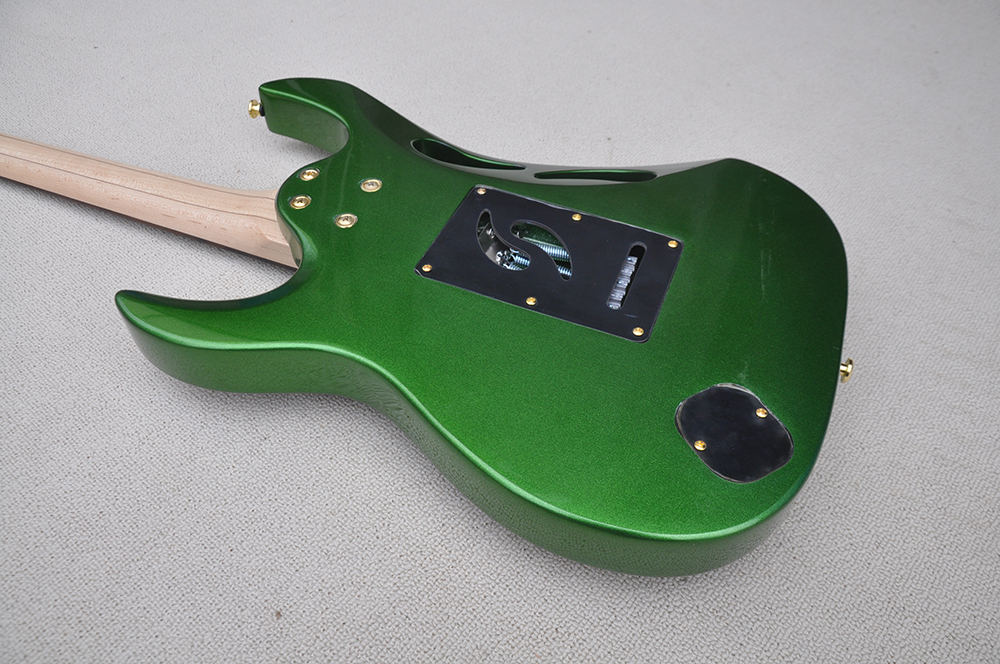 Guitare électrique vert métal avec manche en palissandre noir 24 frettes personnalisables