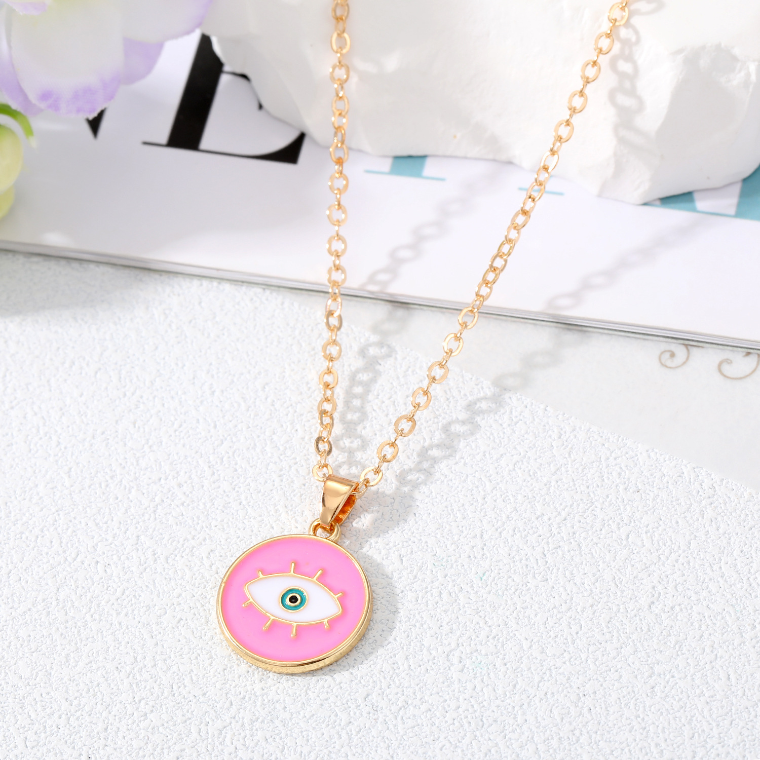 Émail Evil Eye Pendentif Collier Pour Femmes Creux Turc Chanceux Bleu Rouge Eye Choker Colliers Clavicel Chaînes Bijoux De Fête