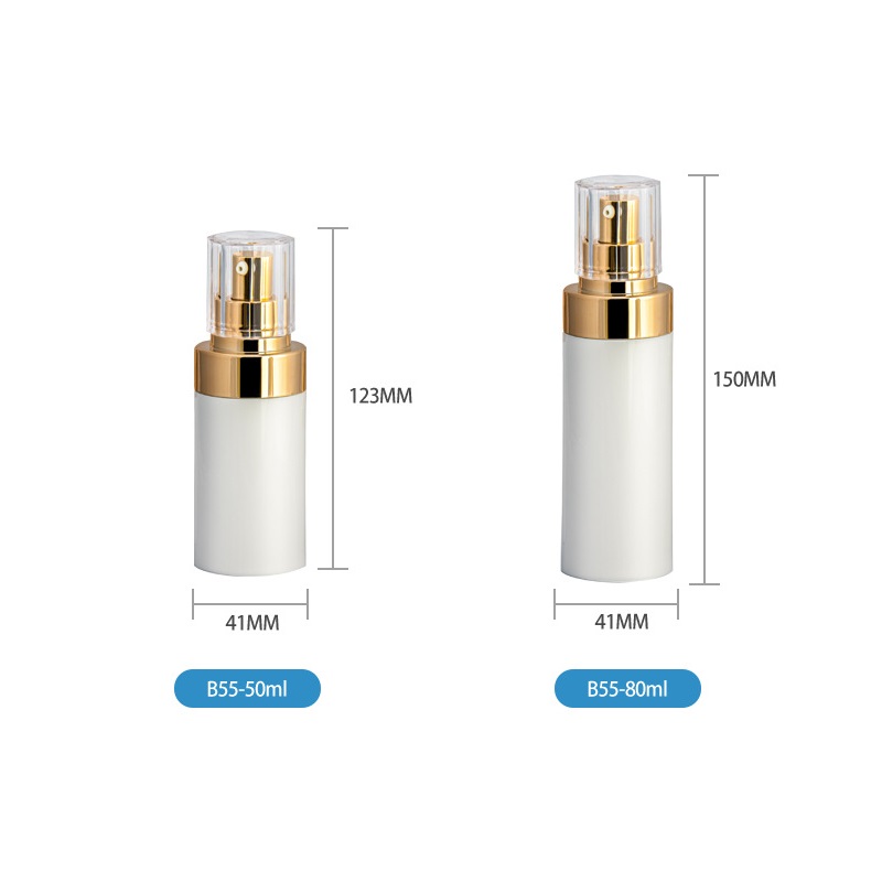 Bouteilles de pompe à vide sans air en plastique blanc avec bouchon anti-poussière transparent Gold Pumps pour émulsion de lotion 50 ml 80 ml 100 ml 120 ml expédition par voie maritime