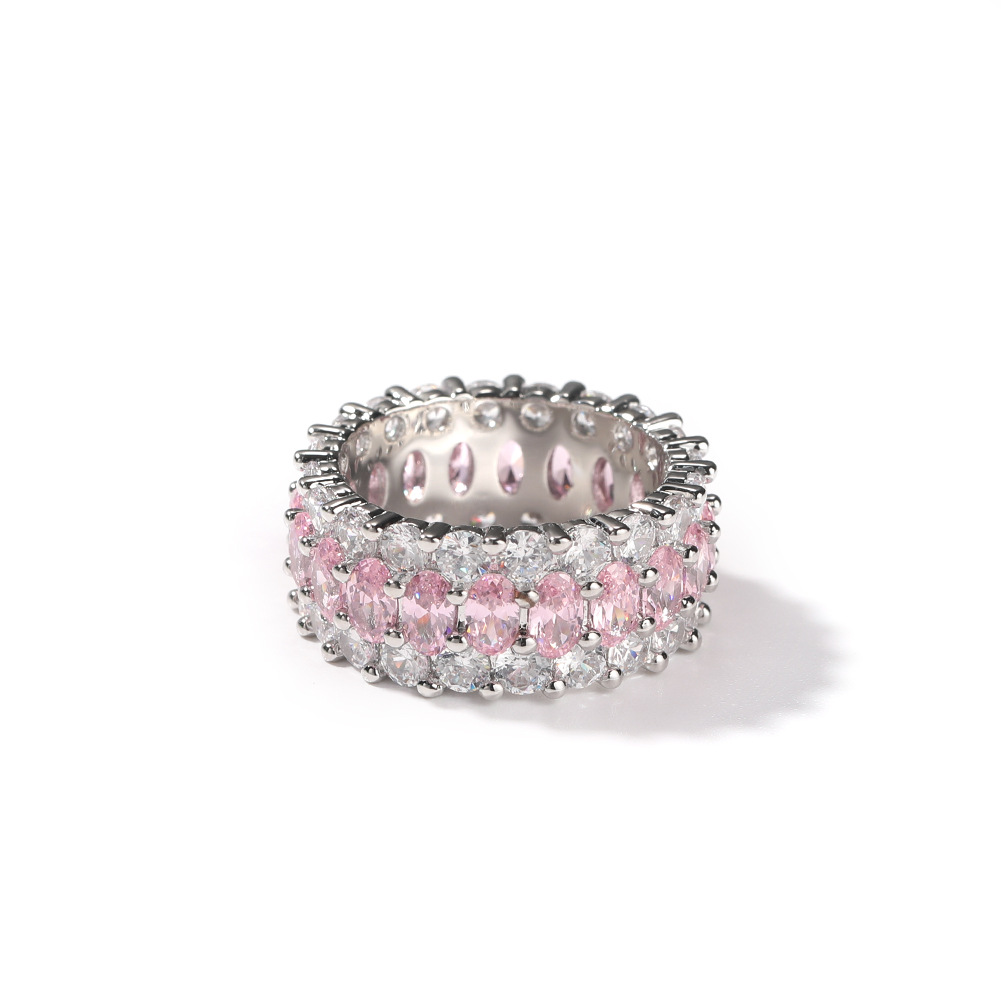 Anelli di fidanzamento coppie di zirconi cubici ovali rosa di modo di cerimonia nuziale delle donne i gioielli delle donne Anello di diamanti simulati8191074