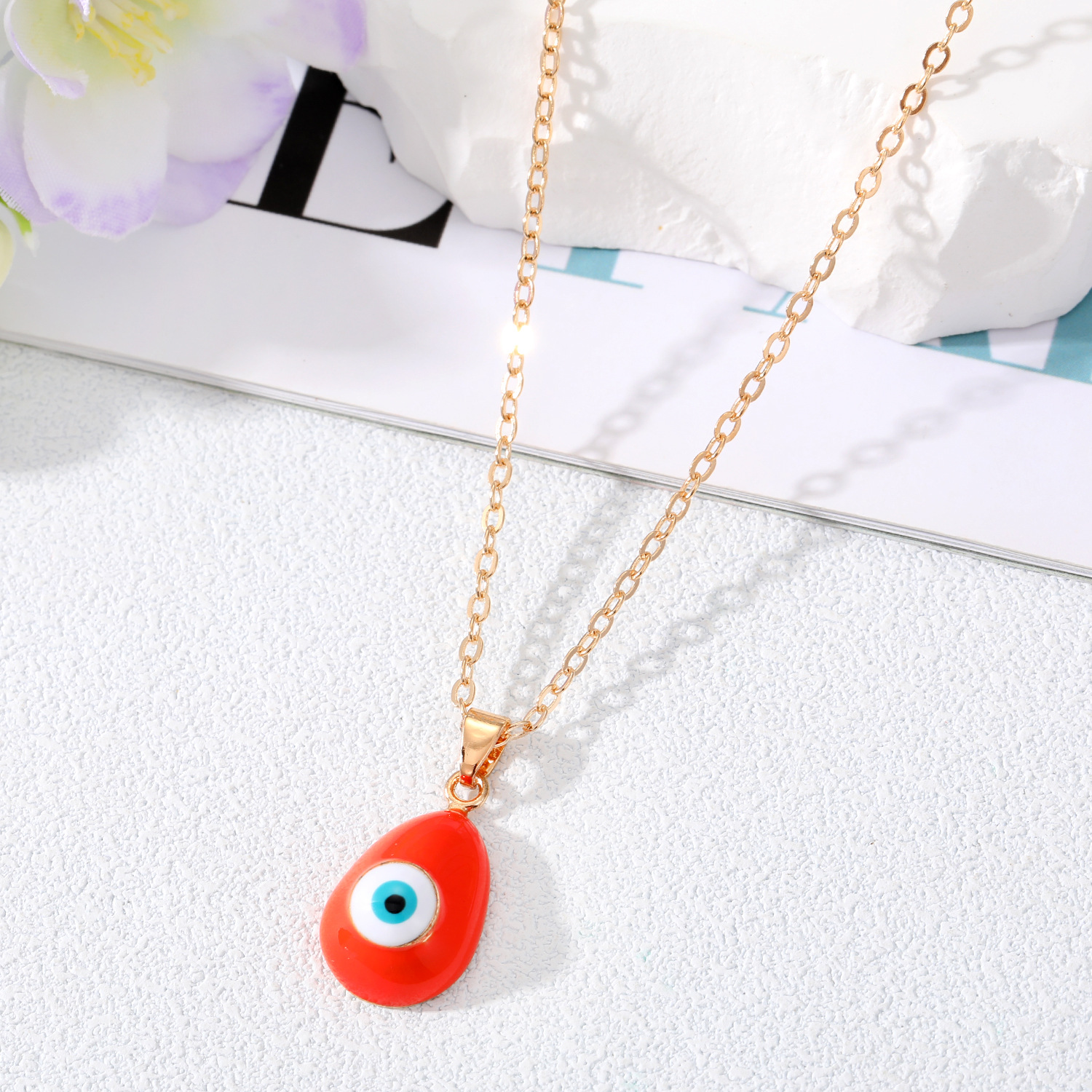 Émail Evil Eye Pendentif Collier Pour Femmes Creux Turc Chanceux Bleu Rouge Eye Choker Colliers Clavicel Chaînes Bijoux De Fête