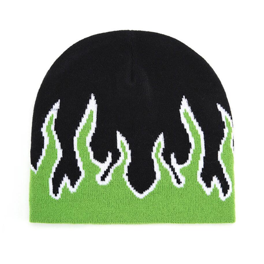 Bonés de malha hip hop flame coreanos gorros femininos masculinos outono primavera marca gorros de caveira baggy melon gorro chapéu de malha