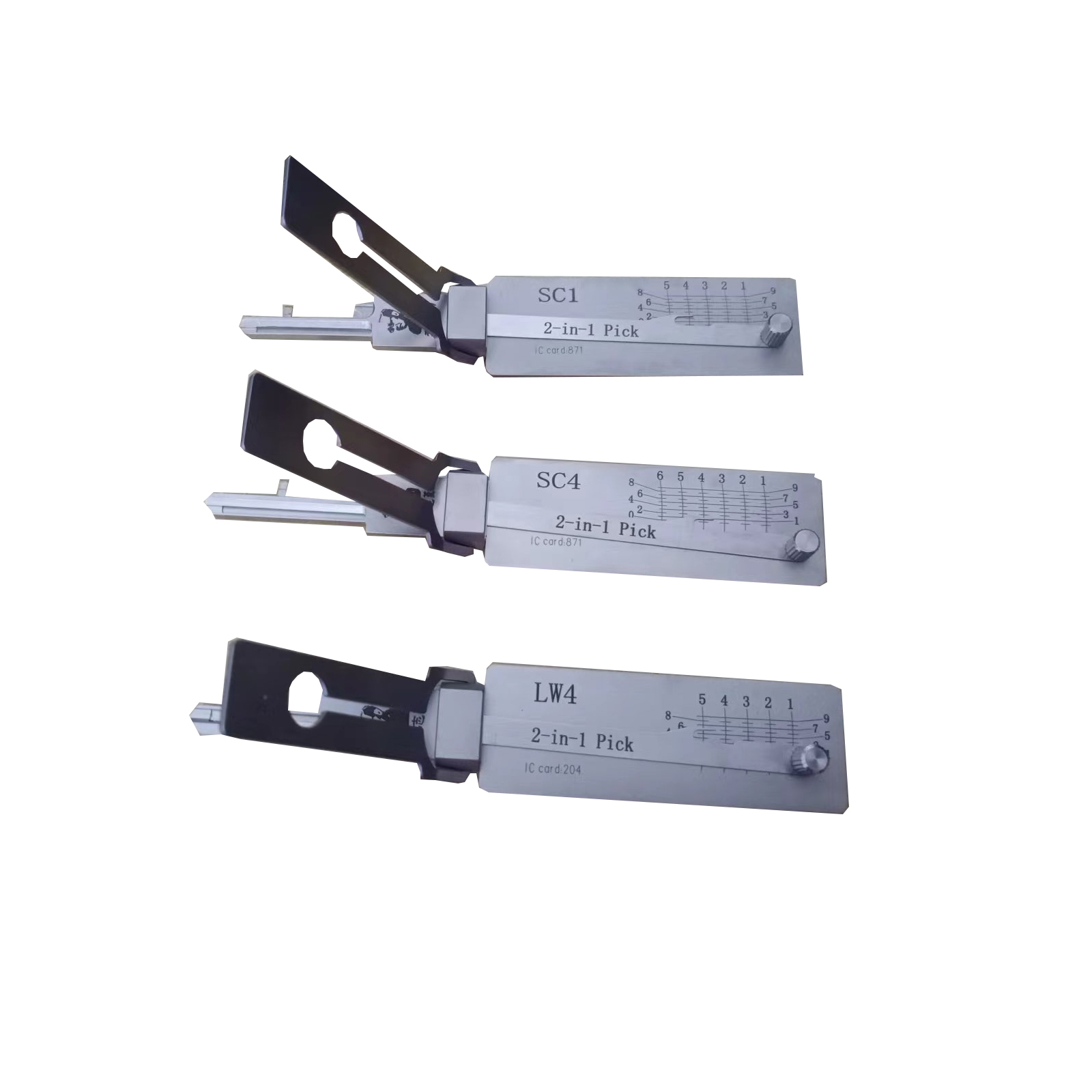 أدوات ومزودات قفال من 3 قطع Lishi 2 في 1 SC4 SC1 LW4 Lock Pick و Decoder لأقفال الباب المنزلي