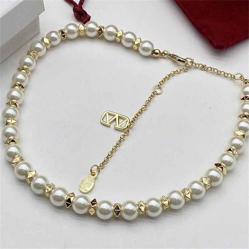 Neue Modische Perlenketten Marke Damen Gold Halsketten Designer Schmuck Frauen Party Kette Halsketten Mit Letter239Y
