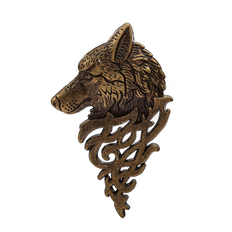 Retro Europe Wolf Head Badge Brooch Pin Pin Men Men Women Rusm