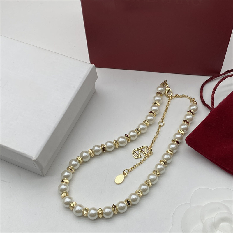 Neue Modische Perlenketten Marke Damen Gold Halsketten Designer Schmuck Frauen Party Kette Halsketten Mit Letter239Y