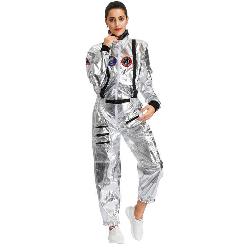 Cosplay perucas traje de astronauta para casais espaço terno role play vestir-se pilotos uniformes halloween cosplay festa macacão t2211165541411