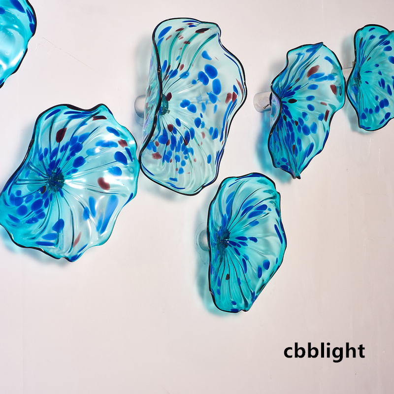 تصميم ذكي ألوان زرقاء مصممة مصممة الجدار مصابيح الفن زهرة جدار مثبتة على لوحات الزجاج مزخرفة Murano Diat20-45cm LRP004