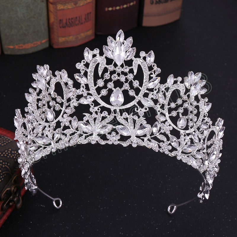 Splendidi gioielli capelli con diademi di strass rosa grandi le donne Gioielli da sposa copricapo da sposa con corona di cristallo da sposa