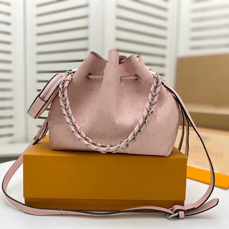 Designer Handbags BELLA Mahina perforated calf leather Single Shoulder Bag Removable Adjustable Straps Chain Silver-color hardware Tote Bags drawstring Bags