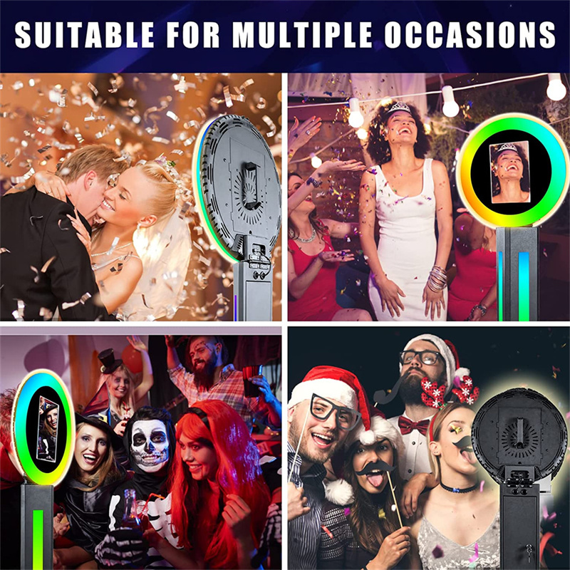 Portable Photo Booth for iPad light box photography 10.2''/11"/12.9" Ring Light Music Sync RGB Light Box App Control 180° Selfie PhotoBooth Machine