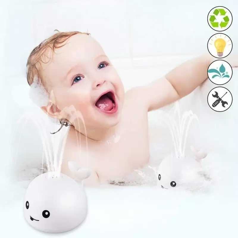 Toys de banho de beb￪ Dinosaur Whale Automatic Spray Water Toy com chuveiro de banheira de aspers￣o leve LED para crian￧as meninos infantis