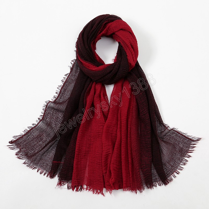 Sciarpa hijab in cotone tinto in capo Ombre le donne Scialli lunghi musulmani Foulard di grandi dimensioni Avvolge Turbante islamico Sciarpe fascia Bandana