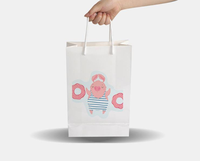 Sacos de papel branca de sublima￧￣o de navio r￡pido com al￧a sacolas de bolsas de embrulho em massa de bolsas de compras presentes Caixa de festas de varejo