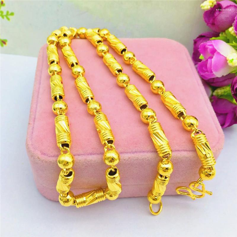 Kedjor Luxury Men's Necklace 14K Gold Chain Jewelry for Wedding Engagement Anniversary Gift Yellow Bead Male275C