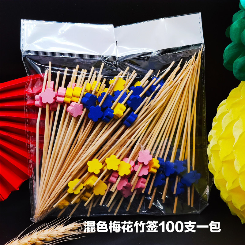 100 -stcs/tas wegwerp bamboe vorks kleurrijke cocktail eten spies picks fruit snack vork voor bruiloft feest huisbenodigdheden