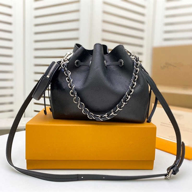 Designer Handbags BELLA Mahina perforated calf leather Single Shoulder Bag Removable Adjustable Straps Chain Silver-color hardware Tote Bags drawstring Bags