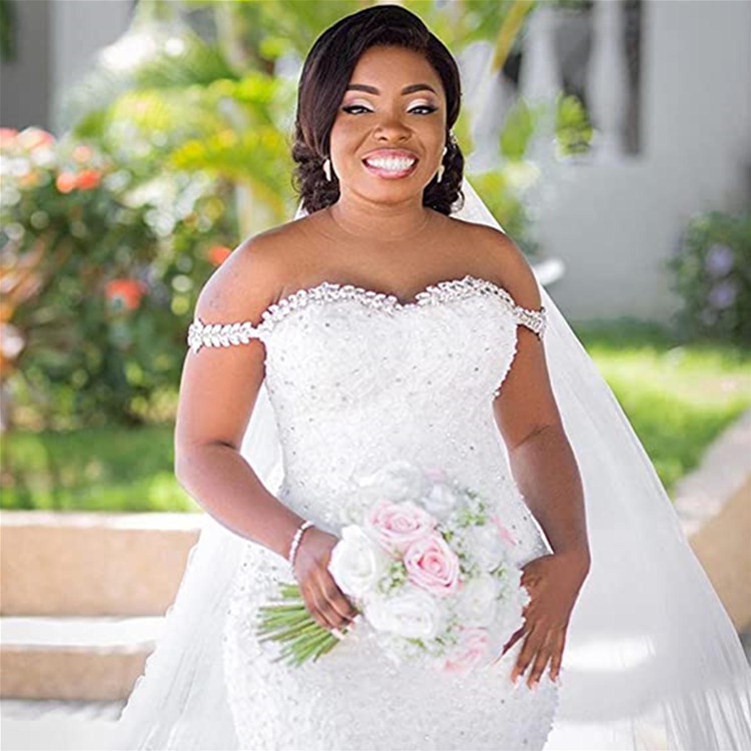 Robe de mariée sirène africaine en dentelle florale, grande taille, bretelles Spaghetti, sans manches, avec des Appliques, 2023