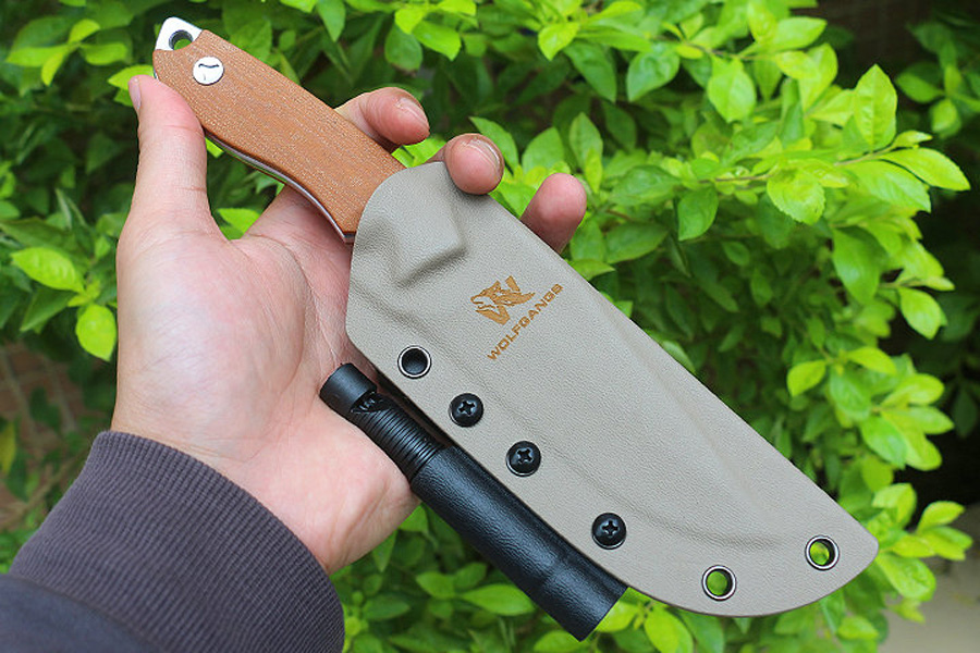 M6687 Couteau droit de survie D2 Satin Drop Point Lame Full Tang G10 Poignée Camping en plein air Chasse Couteaux à lame fixe avec Kydex