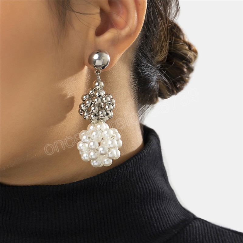 Boucles d'oreilles endeures d'imitation tissée géométrique pour femmes Boucles d'oreilles de piercing Kpop Kpop