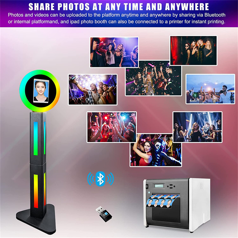 Portable Photo Booth for iPad light box photography 10.2''/11"/12.9" Ring Light Music Sync RGB Light Box App Control 180° Selfie PhotoBooth Machine