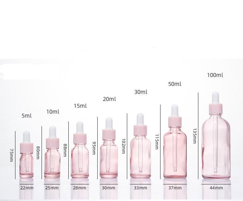 5 ml 10 ml 20 ml 30 ml 50 ml 100 ml klar rosa glas dropparflaska serum eterisk olja parfymflaskor SN232