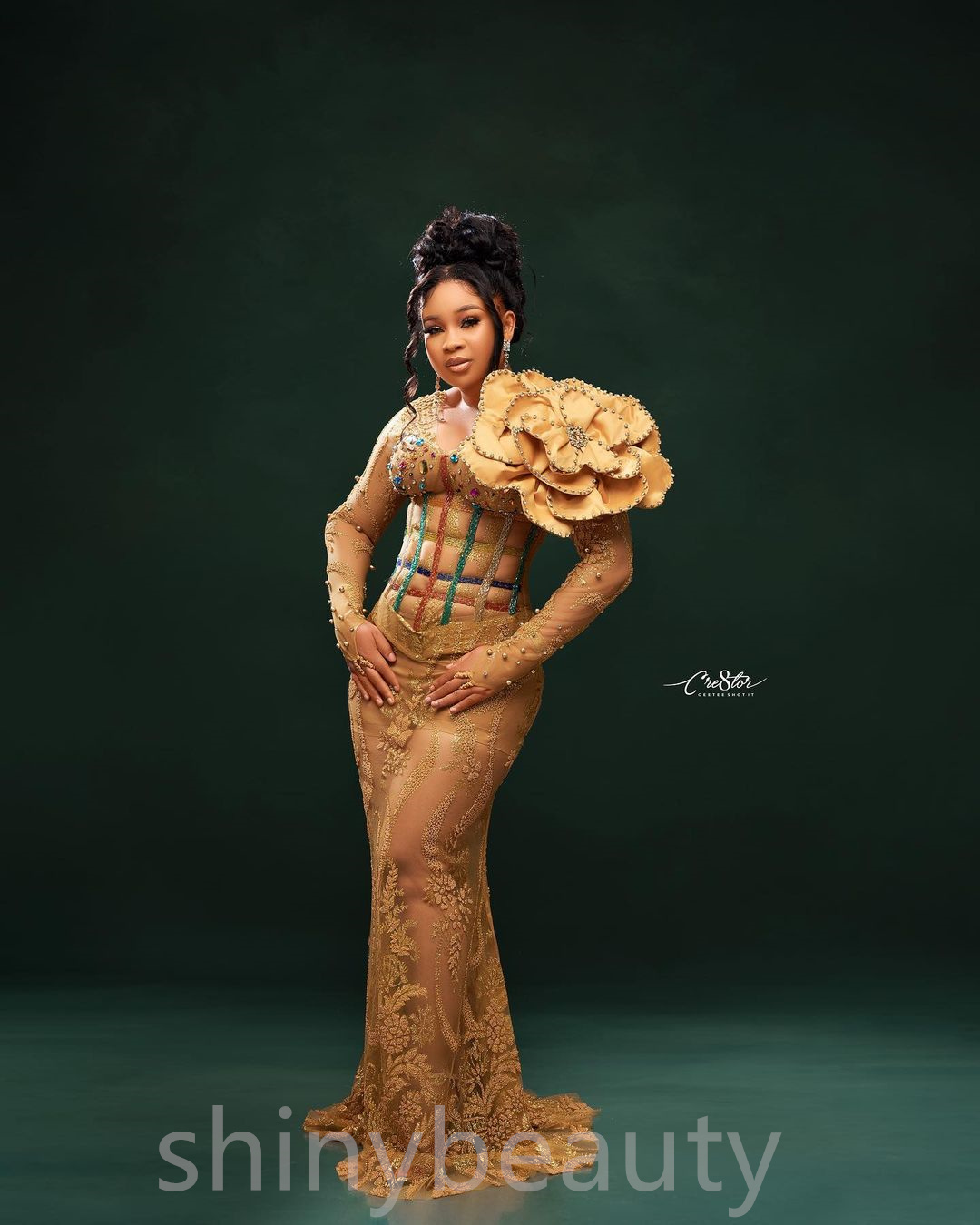 Aso Ebi 2022 Arabe Or Sirène Robes De Bal Perles Cristaux Dentelle Soirée Formelle Partie Deuxième Réception Anniversaire Robes De Fiançailles Robe SH01