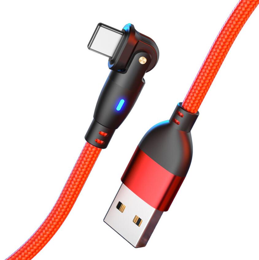 100W 5A 60W 3A Type C Cables 180 Degree Rotating Elbow PD Fast Charging Cable USB C Data Cord For Samsung Xiaomi Huawei 2M