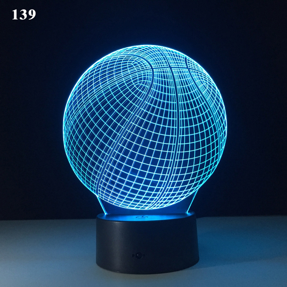 3D voetbal illusie lamp nacht licht 7 kleuren veranderlijk hart liefde vorm multi design dc 5v usb