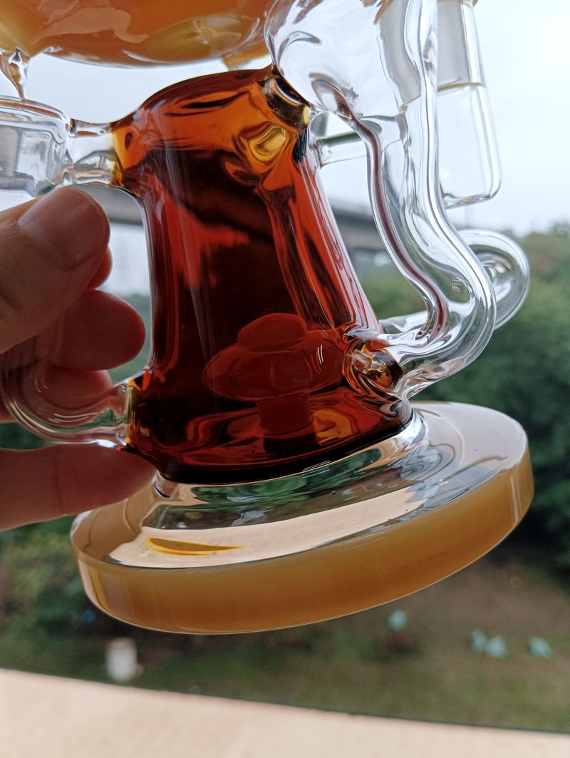 Bonga de vidro criativo Bonga de vidro de vidro amarelo e espesso plataforma de água com tubos de fumantes de tubo reto de mini reto