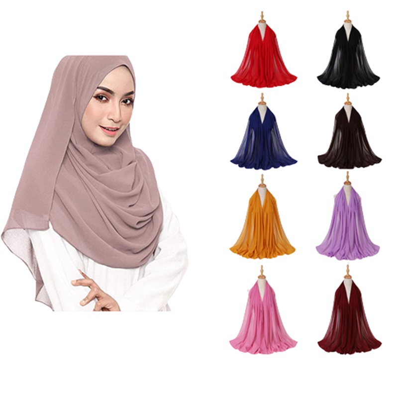 40 Colors Muslim Head Scarf Solid Color Chiffon Scarfs Stylish Soft Lightweight Scarf Shawl Hijab Long Scarf Wrap Scarves for Women
