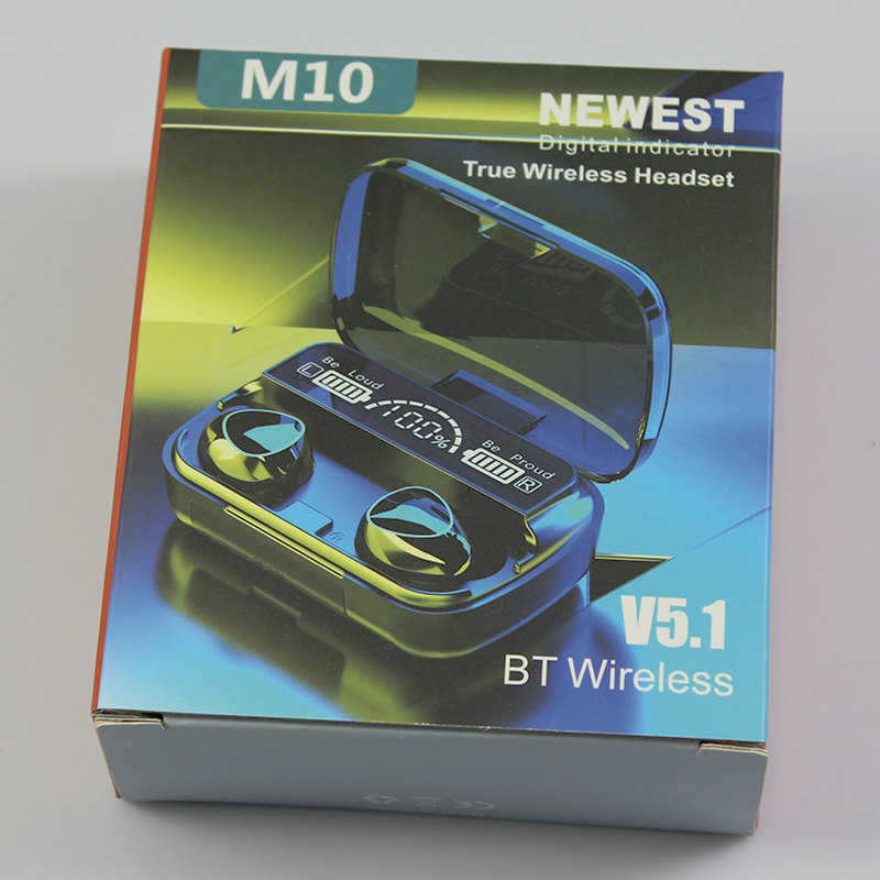 Fabrikspris M10 TWS Earuds Bluetooth Earphones Hörlurar stor kapacitet laddningsstuga Stereo Sports Touch Control Waterproof Gaming Headset M10