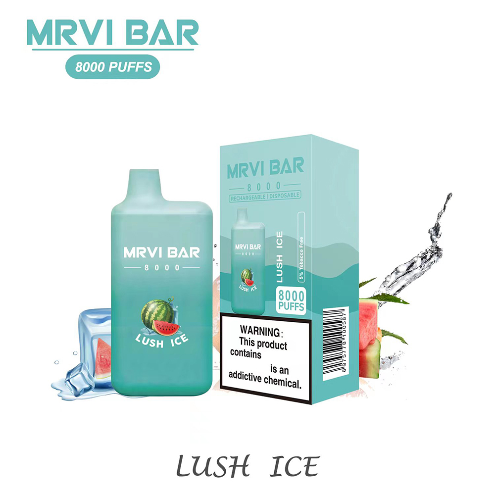 원래 Mrvi Bar 8000 6000 퍼프 일회용 Vape 펜 전자 담배 충전식 650mAh 배터리 미리 채워진 15ml 13ml 포드 큰 증기 퍼프 엘프 상자