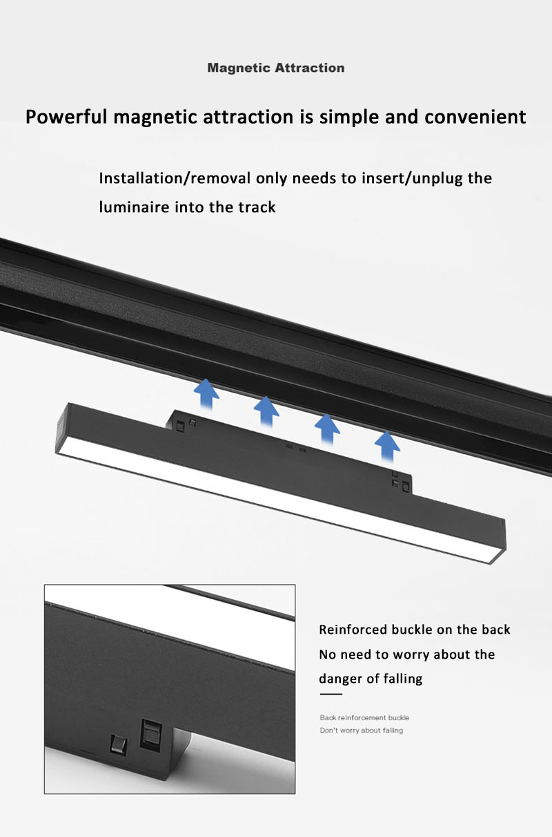 Luzes de trilha magnética moderna incorporadas LED Floodlight Grillelight Light Room sem a luz de luz da grade de iluminação leve Principal Terno da lâmpada