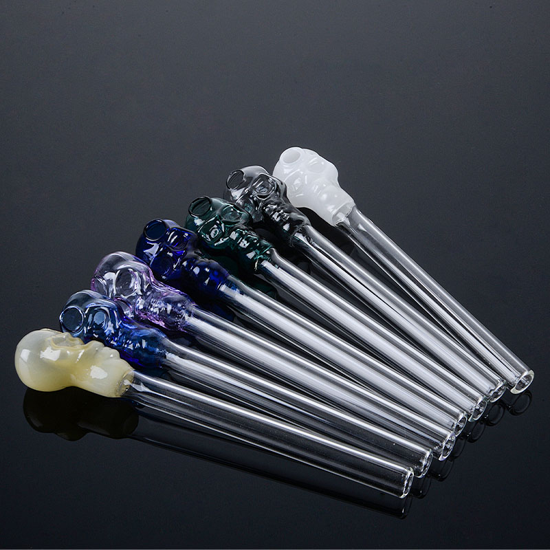 ストレートタイプPyrex Glass Mini Spoon Hand Pipe Multi Colors Heady Small Smoking Pipes Oil Burner Tobacco Tool Dab Rig Accessories SW13